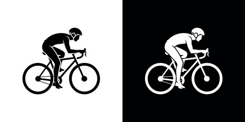 Obraz premium Silhouettes of a cyclist depicted in contrasting black and white backgrounds