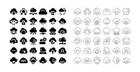 Fototapeta premium Cloud computing network vector icon set