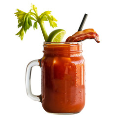 Ceasar brunch cocktail with salad garnish isolated on transparent background