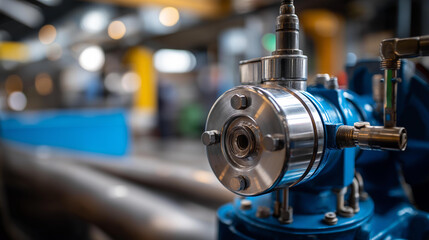 Obraz premium Hydraulic pump device moving hydraulic fluid efficiently, machinery component for construction and automotive applications, power system equipment with fluid transmission