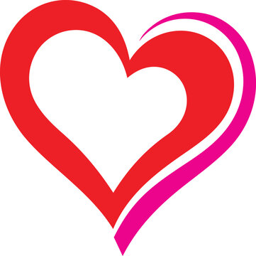 A Simple, elegant heart shape with red and pink lines