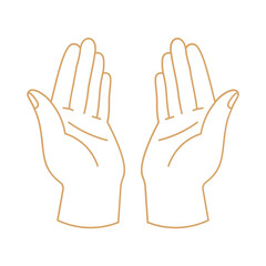 Obraz premium Praying Hands Illustration in Gold Line Art, Muslim Man Making Dua to Allah, Islamic Prayer Gesture for Ramadan Kareem and Spiritual Healing, Religious Concept of Faith and Hope Isolated