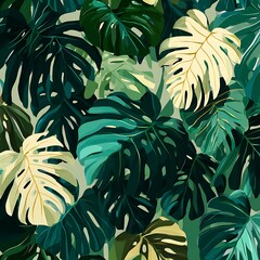 Monstera leaves natural tropical greenery decorative background picture