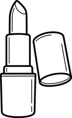 A depiction of a lipstick and its packaging box opened to show the product inside