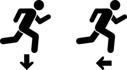 Two runners moving in opposite directions with directional arrows