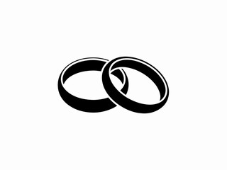 Two sleek black wedding rings displayed side by side on a plain background isolated on white background, Vector, illustration