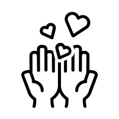 Obraz premium Praying Hands with Hearts Vector, Muslim Dua Gesture for Love and Peace, Islamic Supplication Icon for Ramadan 2026, Spiritual Worship Line Art, Faith Symbol