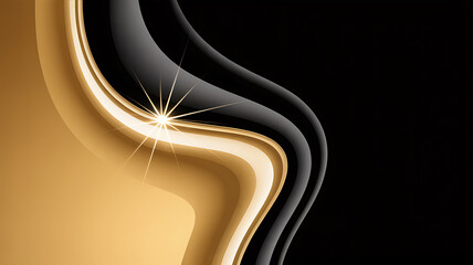 Wave background featuring abstract black and gold liquid lines for luxury texture and elegant design style