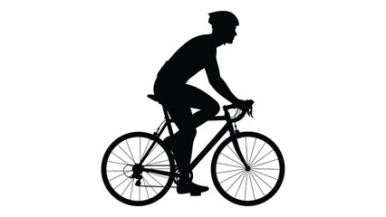 Fototapeta premium Silhouette of a cyclist riding a road bike against a white background