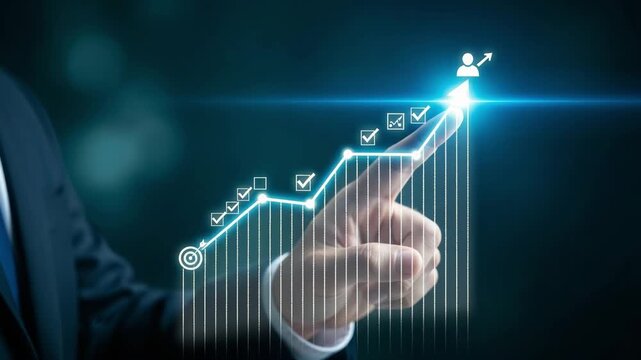 Businessman achieving success through strategic planning and professional development motion animated 4k video.