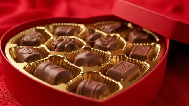 heart shaped chocolate gift box filled with assorted chocolates symbolizing love romance and valentine celebration