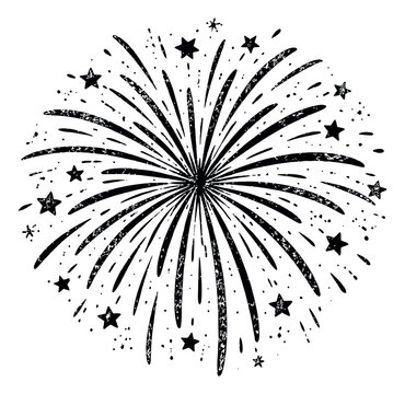 Hand drawn illustration of a firework depicting an explosion for celebration