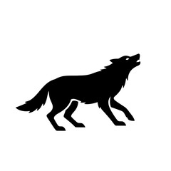 Fototapeta premium Silhouette of a howling wolf in a natural setting.