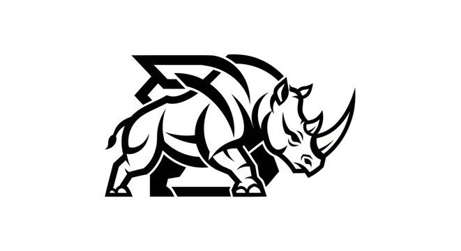 Rhino graphic bold animal vector illustration