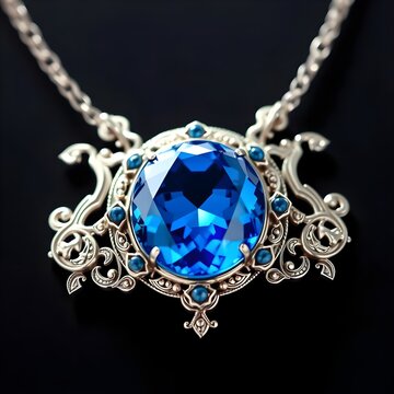 Collar de plata con un gran zafiro azul