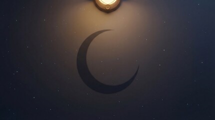 Top-Down Minimal 3D Scene with Crescent Shadow and Star Speckles, Premium Copy Space