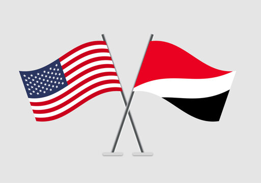 United States and Principality of Sealand vector flags in diplomatic pose flat design