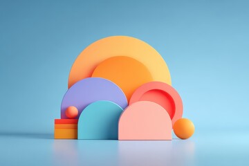 Colorful geometric semicircle composition