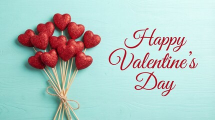 Red Heart Balloons on Pastel Background &ndash; Valentine Concept