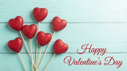 Red Heart Balloons on Pastel Background &ndash; Valentine Concept