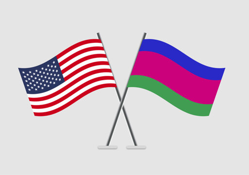 United States and Kuban Peoples Republic vector flags in international meeting symbol