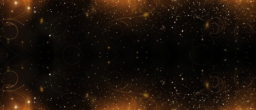 Stunning abstract black and gold background featuring shimmering particles and elegant swirling light effects for celebratory designs.