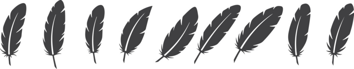 Pen feather icon simple style vector image. Feathers vector set in a flat style. isolated feathers silhouette © Nasima