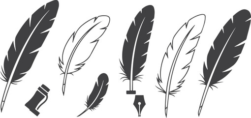 Pen feather icon simple style vector image. Feathers vector set in a flat style. isolated feathers silhouette © Nasima