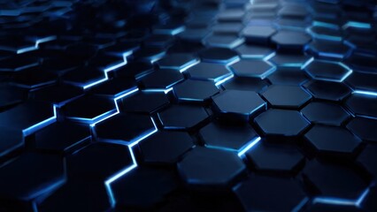 Fototapeta premium Abstract Blue Glowing Hexagon Pattern