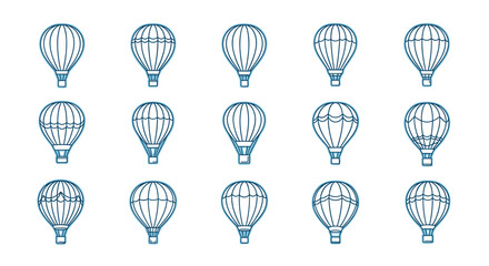 Naklejka premium Collection of 15 hot air balloons with wireframe design