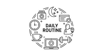Obraz premium Daily Routine Icons in Circular Frame.
