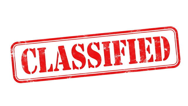 Red classified stamp icon isolated on transparent background