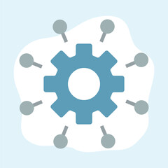 Obraz premium A screen with flat icon sets. Configuration and settings icons. Gears, checkmarks, and warning signs. Robots, documents, and user avatars. Vector previews on a design platform.