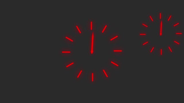 Red  Minimal Analog Clock Loading Animation on Black Background