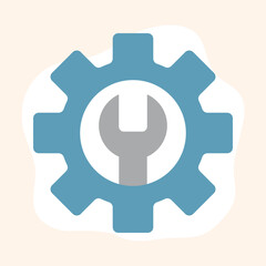 Obraz premium A screen with flat icon sets. Configuration and settings icons. Gears, checkmarks, and warning signs. Robots, documents, and user avatars. Vector previews on a design platform.