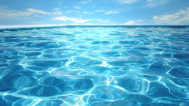 Azure water surface with sun reflections