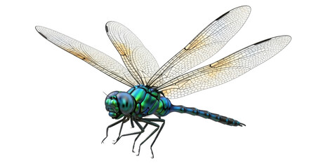 Dragonfly with iridescent blue and green body