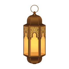 Ornate illuminated Moroccan lantern casting a warm, inviting glow with intricate geometric carvings.