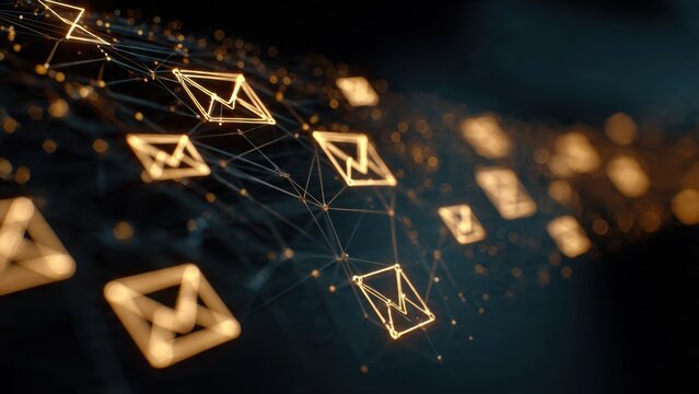 Glowing Email Envelopes Network