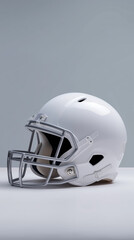 Fototapeta premium White American football helmet isolated on a neutral background 