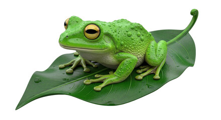 Fototapeta premium Green tree frog resting on a leaf