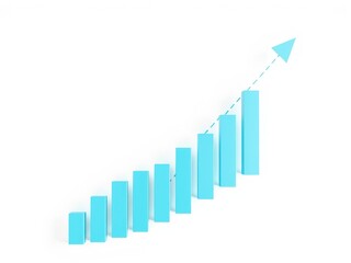 3D Bar Graph with Upward Trend and Arrow - Business Growth Illustration