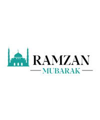 Ramzan Mubarak logo, Ramzan Mubarak arabic Calligraphy with Mosque, Ramadan kareem logo vector, islamic calligraphy for festival greeting logo