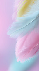 Naklejka premium Soft pastel pink and white feathers in a delicate close-up 