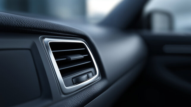Close-up of car interior dashboard vent in modern vehicle
