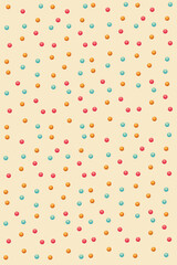 Obraz premium Seamless geometric pattern with colorful dots arranged in a regular grid on a light beige background. This minimal yet playful design is perfect for wallpapers, textiles, packaging, and digital backgr