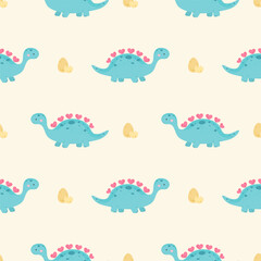 Cute pattern with funny dinosaurs for baby boys