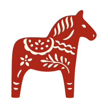 PNG Traditional Swedish Dala horse illustration.