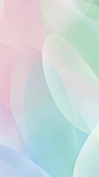 Smooth flowing pastel curves with a subtle transition of pink, green, and blue hues. Gentle abstract background for presentation. Vertical video