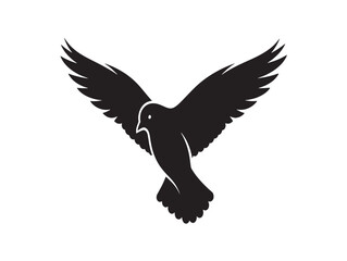 Obraz premium Minimalist black silhouette of a bird in flight
